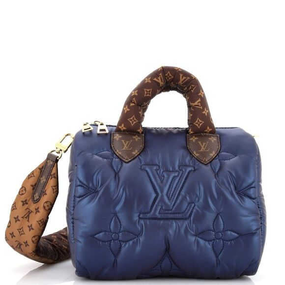 Louis Vuitton Handbags - Louis Vuitton Speedy Bandouliere Bag Monogram Quilted Econyl Nylon 25 Blue